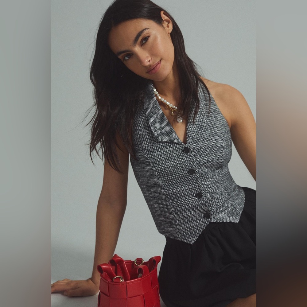 Sunday in Brooklyn Textured Bow-Back Vest.